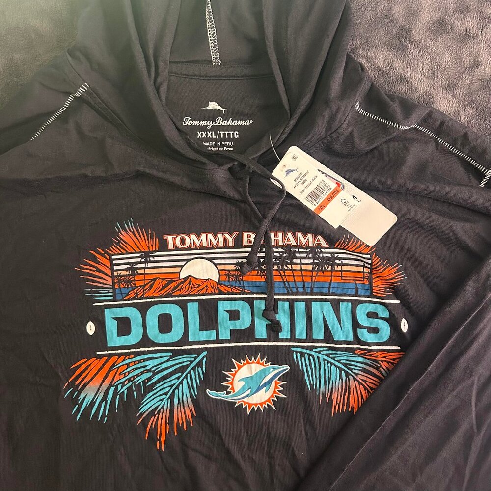 Tommy Bahama Dolphins Hoodie XXXL Black Palms Graphic